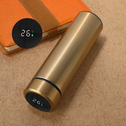 Smart Temperature Display 304 Stainless Steel Vacuum Flask Creative Business Cup For Male And Female Students, Style:High-quality(Gold)-garmade.com