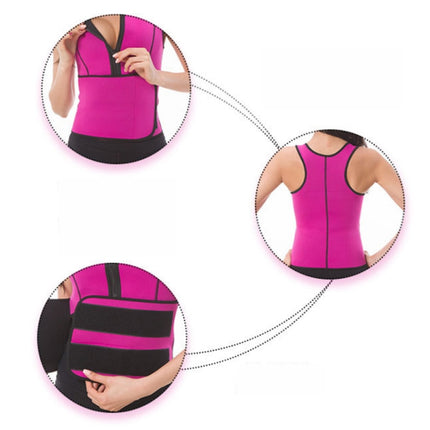 Neoprene Corset Yoga Vest Sweat Suit Postpartum Belly Belt, Size:XXXL(Rose Red)-garmade.com