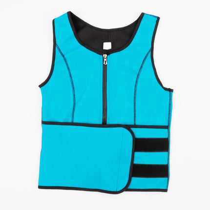 Neoprene Corset Yoga Vest Sweat Suit Postpartum Belly Belt, Size:L(Sky Blue)-garmade.com