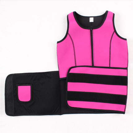 Neoprene Corset Yoga Vest Sweat Suit Postpartum Belly Belt, Size:XL(Rose Red)-garmade.com