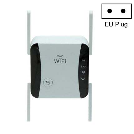 KP1200 1200Mbps Dual Band 5G WIFI Amplifier Wireless Signal Repeater, Specification:EU Plug(White)-garmade.com