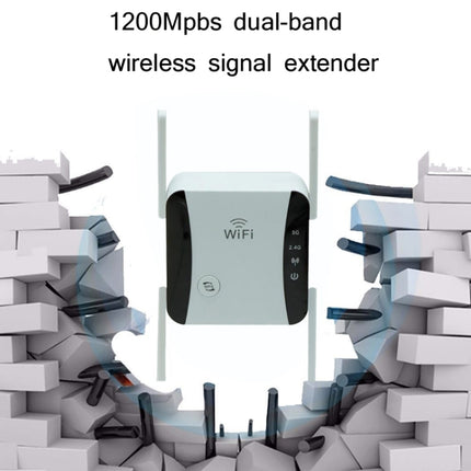 KP1200 1200Mbps Dual Band 5G WIFI Amplifier Wireless Signal Repeater, Specification:EU Plug(White)-garmade.com