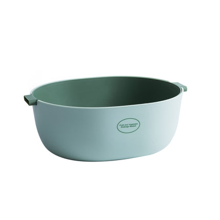 Kitchen Rice Pan Double-dish Vegetable Drain Basket Plastic Fruit Basket, Color:U Shape Light Green-garmade.com