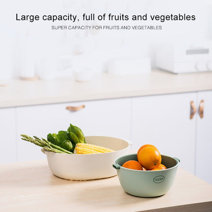 Kitchen Rice Pan Double-dish Vegetable Drain Basket Plastic Fruit Basket, Color:U Shape Light Green-garmade.com