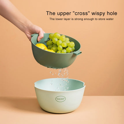 Kitchen Rice Pan Double-dish Vegetable Drain Basket Plastic Fruit Basket, Color:U Shape Light Green-garmade.com