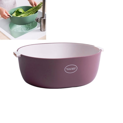 Kitchen Rice Pan Double-dish Vegetable Drain Basket Plastic Fruit Basket, Color:U Shape Dark Red-garmade.com