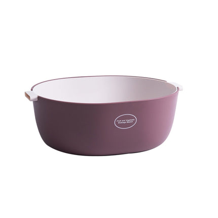 Kitchen Rice Pan Double-dish Vegetable Drain Basket Plastic Fruit Basket, Color:U Shape Dark Red-garmade.com