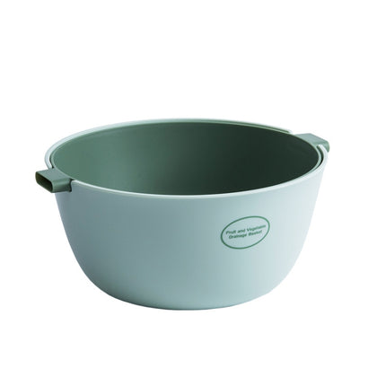 Kitchen Rice Pan Double-dish Vegetable Drain Basket Plastic Fruit Basket, Color:O Shape Light Green-garmade.com