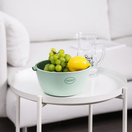 Kitchen Rice Pan Double-dish Vegetable Drain Basket Plastic Fruit Basket, Color:O Shape Light Green-garmade.com