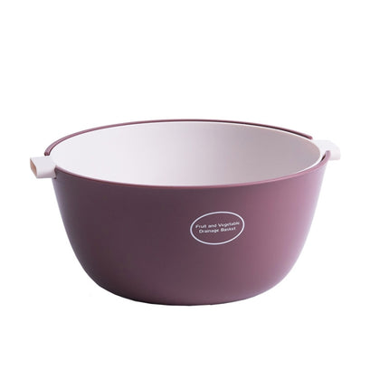 Kitchen Rice Pan Double-dish Vegetable Drain Basket Plastic Fruit Basket, Color:O Shape Dark Red-garmade.com