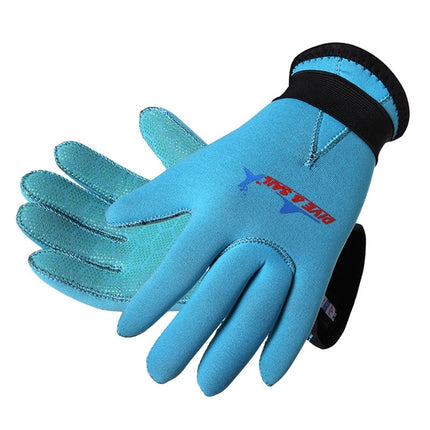 DIVE&SAIL 3mm Children Diving Gloves Scratch-proof Neoprene Swimming Snorkeling Warm Gloves, Size: M for Aged 6-9(Blue)-garmade.com