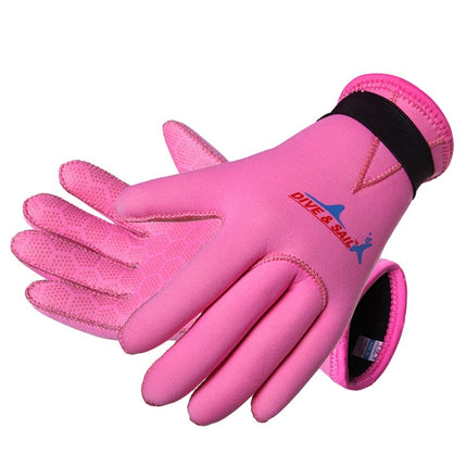 DIVE&SAIL 3mm Children Diving Gloves Scratch-proof Neoprene Swimming Snorkeling Warm Gloves, Size: M for Aged 6-9(Pink)-garmade.com