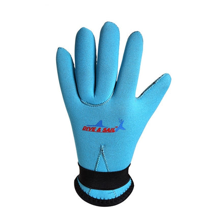 DIVE&SAIL 3mm Children Diving Gloves Scratch-proof Neoprene Swimming Snorkeling Warm Gloves, Size: L for for Aged 9-12(Blue)-garmade.com