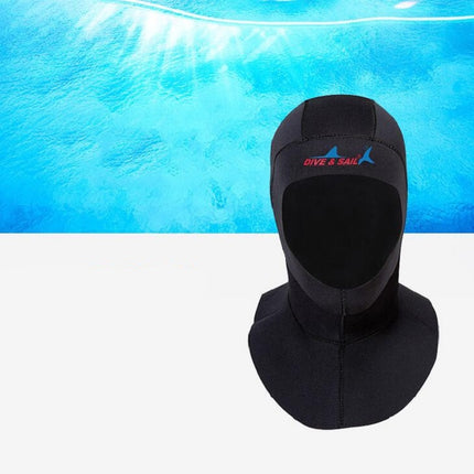 DIVE & SAIL DH-006 3mm Shoulder Warm Diving Cap Surfing Snorkeling Sunscreen Waterproof Diving Headgear, Size: S(Black)-garmade.com