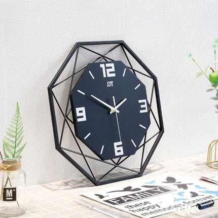 Living Room Creative Wall Clock Home Metal Decorative Quartz Clock, Size:35X35CM(Black)-garmade.com