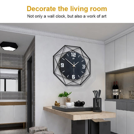 Living Room Creative Wall Clock Home Metal Decorative Quartz Clock, Size:35X35CM(Black)-garmade.com