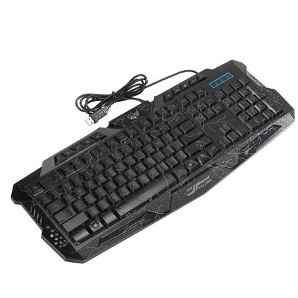 HXSJ J60 Crack Three-color Backlit Keyboard And Colorful Backlit Mouse Set(Russian + English Keyboard)-garmade.com