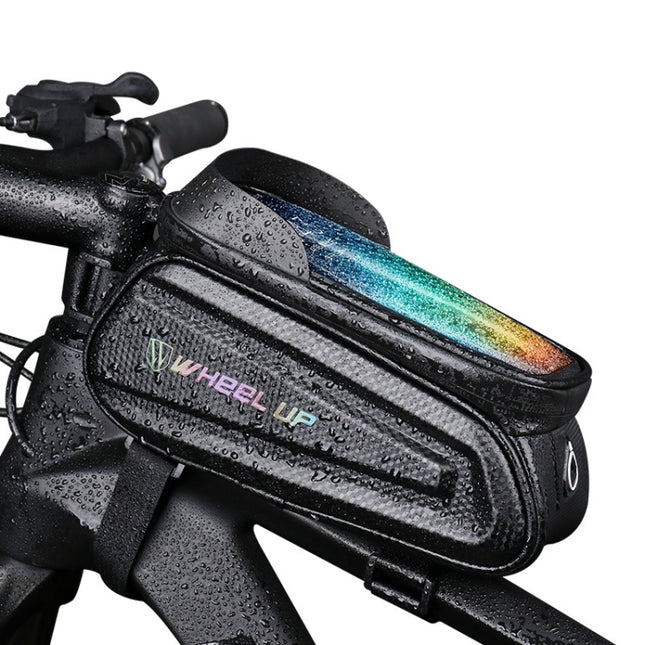 WHEEL UP Hard Shell Bicycle Bag Front Beam Bag Mountain Bike mobile Phone Touch Screen Tube Bag Riding Equipment(Colorful reflective models)-garmade.com