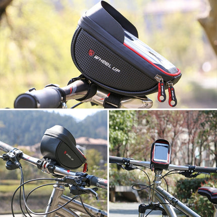 WHEEL UP Anti-splashing Touch Screen Bicycle Mobile Phone Bag Mountain Bike Front Beam Bag Riding Handlebar Bag, Style:Black and Red-garmade.com