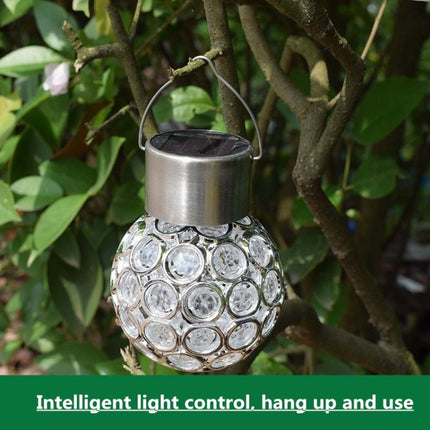 2 PCS Solar Hollow Ball Pendent Lamp Decorative Garden Light(White Light)-garmade.com