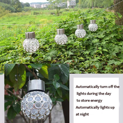 2 PCS Solar Hollow Ball Pendent Lamp Decorative Garden Light(White Light)-garmade.com