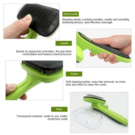 Pet Hair Removal Comb Automatic Hair Removal Brush Dog Hair Grooming Comb Cleaning Supplies-garmade.com