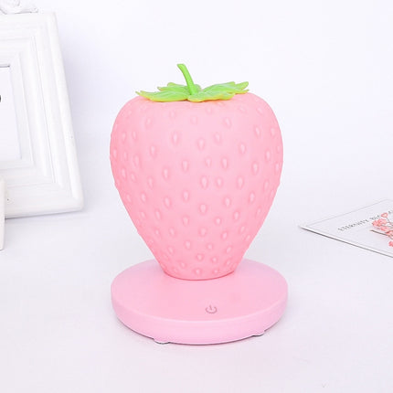 Creative Home LED Silicone Strawberry Night Light USB Rechargeable Bedside Decoration Atmosphere Light(Pink )-garmade.com