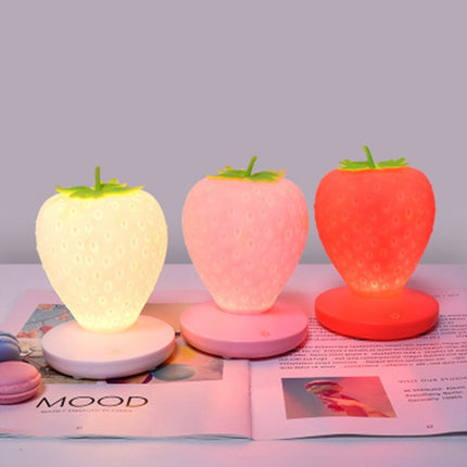 Creative Home LED Silicone Strawberry Night Light USB Rechargeable Bedside Decoration Atmosphere Light(Pink )-garmade.com