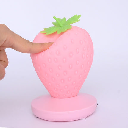 Creative Home LED Silicone Strawberry Night Light USB Rechargeable Bedside Decoration Atmosphere Light(Red )-garmade.com