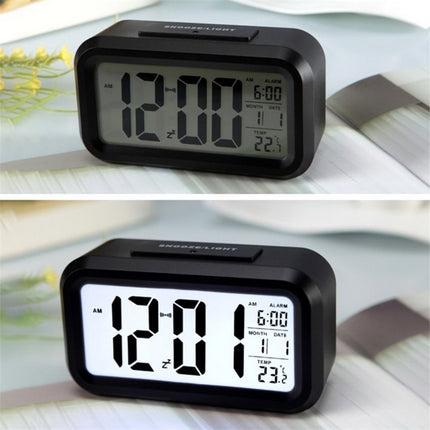 Temperature Type Lazy Snooze Alarm Mute Backlit Electronic Clock(Black)-garmade.com