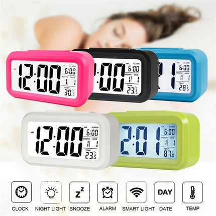 Temperature Type Lazy Snooze Alarm Mute Backlit Electronic Clock(Black)-garmade.com