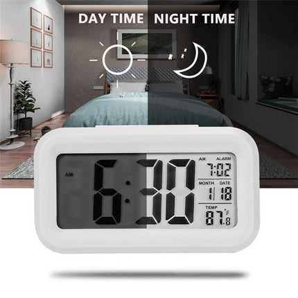 Temperature Type Lazy Snooze Alarm Mute Backlit Electronic Clock(Black)-garmade.com