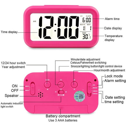 Temperature Type Lazy Snooze Alarm Mute Backlit Electronic Clock(Black)-garmade.com