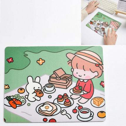5 PCS Creative Cute Cartoon Rabbit Girl Mouse Pad Laptop Student Mouse Pad(Eating)-garmade.com