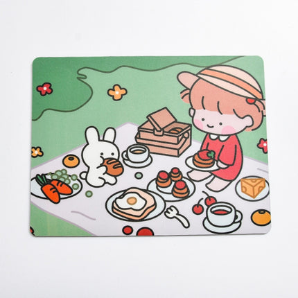 5 PCS Creative Cute Cartoon Rabbit Girl Mouse Pad Laptop Student Mouse Pad(Eating)-garmade.com