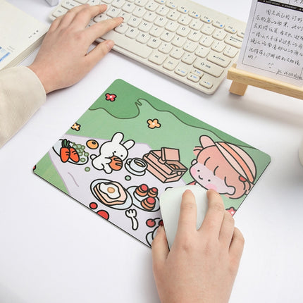 5 PCS Creative Cute Cartoon Rabbit Girl Mouse Pad Laptop Student Mouse Pad(Eating)-garmade.com