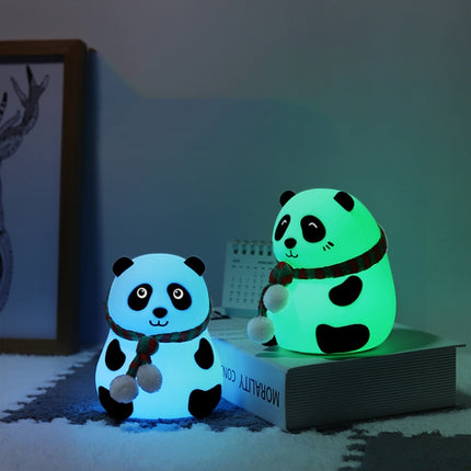 Cute Panda Night Light USB Charging Touch Control Colorful Silicone Bedside Lamp(Big Eyes)-garmade.com
