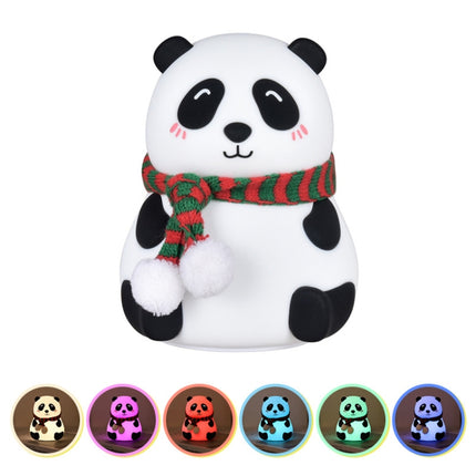 Cute Panda Night Light USB Charging Touch Control Colorful Silicone Bedside Lamp(Squinting)-garmade.com