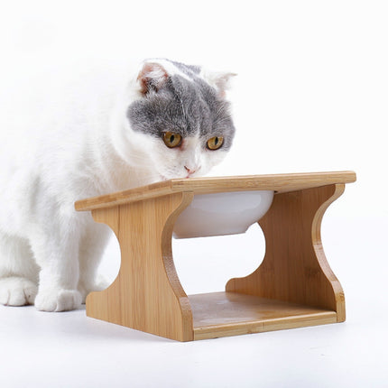 Pet Solid Wood Dining Table Pet Food Bowl Pet Supplies-garmade.com