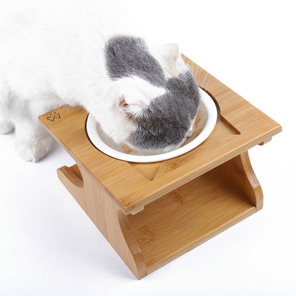 Pet Solid Wood Dining Table Pet Food Bowl Pet Supplies-garmade.com