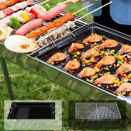 HZ-003 BBQ Grill Outdoor Portable Stainless Steel Stove Household Charcoal Barbecue Rack, Grill/pan specifications: M-garmade.com