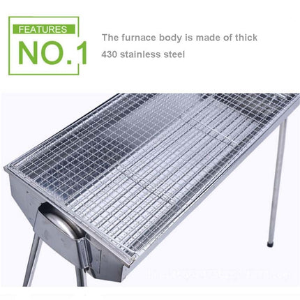 HZ-003 BBQ Grill Outdoor Portable Stainless Steel Stove Household Charcoal Barbecue Rack, Grill/pan specifications: L-garmade.com