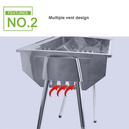 HZ-003 BBQ Grill Outdoor Portable Stainless Steel Stove Household Charcoal Barbecue Rack, Grill/pan specifications: L-garmade.com
