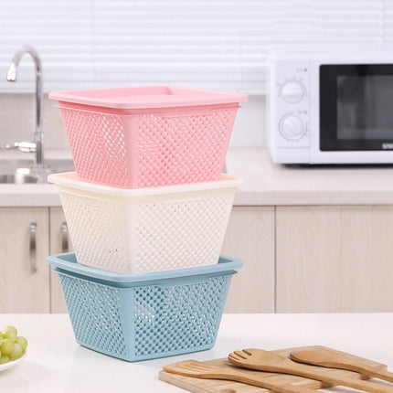 3 PSC Plastic Storage Basket Household Goods Hollow Drain Basket Kitchen Vegetable Washing Fruit Storage Basket Random Color Delivery-garmade.com