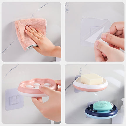 3 PCS Suction Cup Wall-mounted Perforation Free Drain Toilet Rack Soap Box Holder, Random Color Delivery-garmade.com