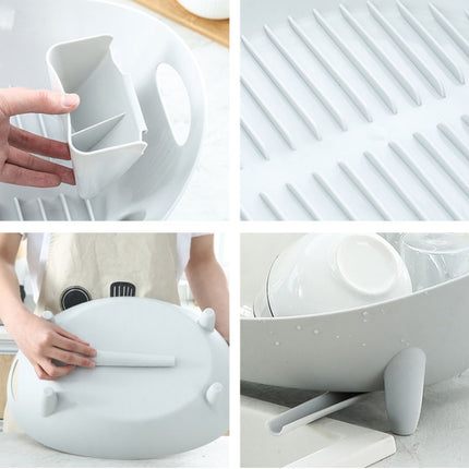 Tableware Storage Drain Dish Rack Multi-function Kitchen Utensil Rack(White)-garmade.com