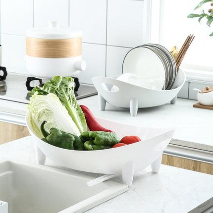 Tableware Storage Drain Dish Rack Multi-function Kitchen Utensil Rack(White)-garmade.com