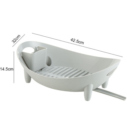 Tableware Storage Drain Dish Rack Multi-function Kitchen Utensil Rack(Gray)-garmade.com