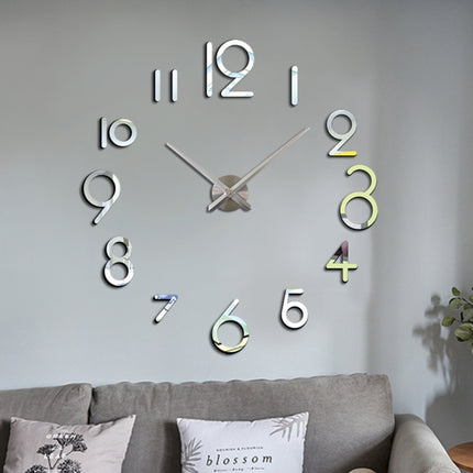 Creative DIY Acrylic Clock Home Digital Wall Clock(Silver)-garmade.com