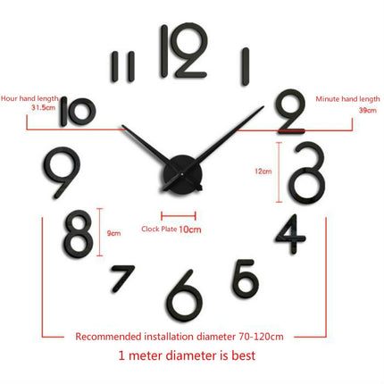 Creative DIY Acrylic Clock Home Digital Wall Clock(Silver)-garmade.com